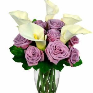 Flowers - Calla Lily and Purple Rose Bouquet - Regular