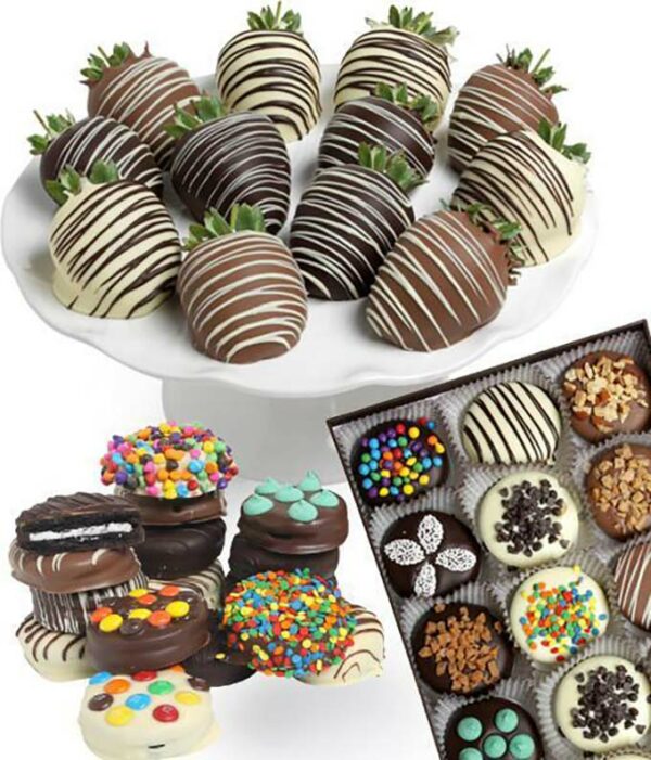 Flowers - Gourmet Chocolate Covered Strawberries and Cookies - Regular