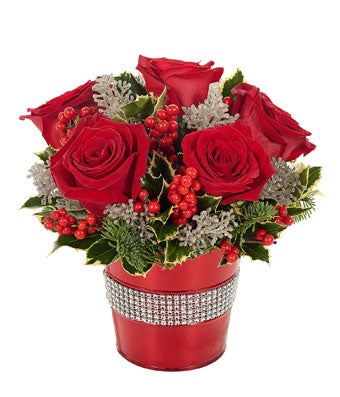 Flowers - Holiday Rose & Glitter Bouquet - Regular