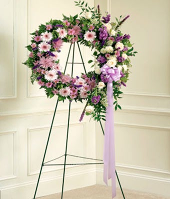 Flowers - Lavender & White Standing Wreath - Regular