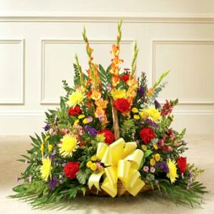 Flowers - Multicolor Bright Mixed Flower Fireside Basket - Regular