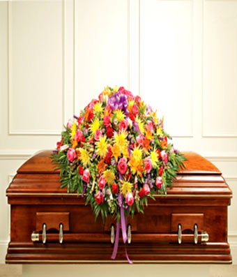 Flowers - Multicolor Bright Mixed Flower Full Casket Cover - Regular