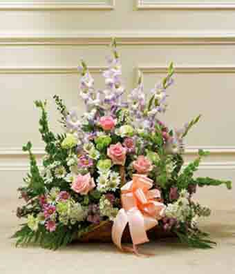 Flowers - Multicolor Pastel Mixed Flower Fireside Basket - Regular