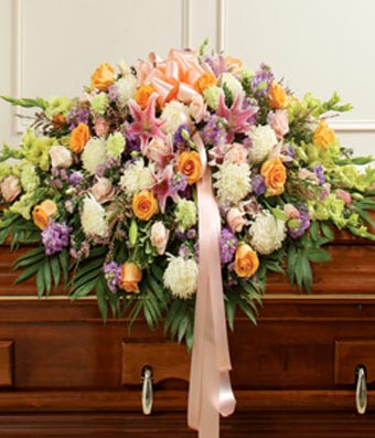 Flowers - Multicolor Pastel Mixed Flower Full Casket Cover - Regular