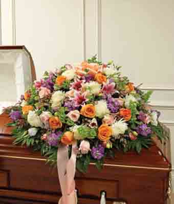 Flowers - Multicolor Pastel Mixed Flower Half Casket Cover - Regular