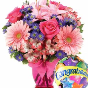 Flowers - Pink Delight Bouquet Congratulations - Regular