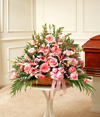 Flowers - Pink Mixed Fireside Basket - Regular