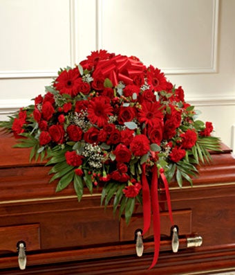 Flowers - Red Mixed Half Casket Cover - Regular