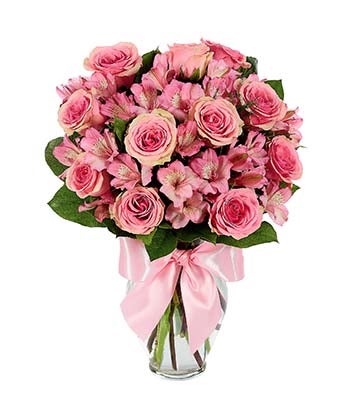 Flowers - Rose & Alstroemeria Blush Bouquet - Regular