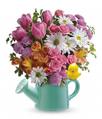 Flowers - Spring Watering Can Floral Bouquet - Regular