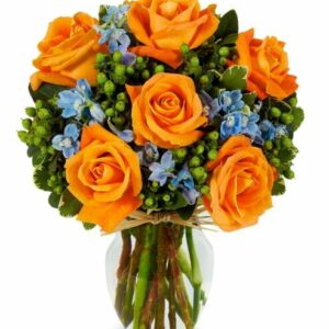 Flowers - Sunny Orange Rose Bouquet - Regular