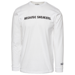 Foot Locker Mens Foot Locker Because Sneakers Longsleeve T-Shirt - Mens White/Black Size L