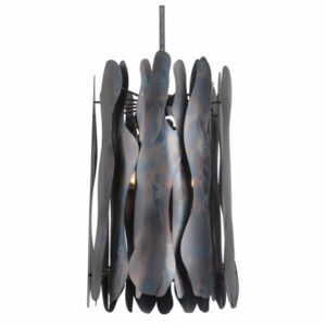 Forjado 4 Light Pendant in Fired Steel