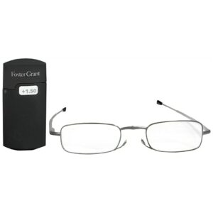 Foster Grant MicroVision Optical Metal Folding Micro-Reader Reading Glasses Gideon +1.50 - 1.0 ea