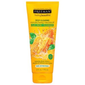 Freeman Feeling Beautiful Manuka Honey + Tea Tree Oil Clay Mask + Cleanser - 6.0 oz