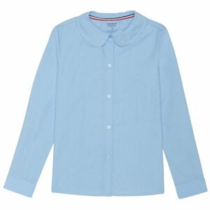 French Toast Girls' Long Sleeve Modern Peter Pan Blouse Blue, 20 Youth - Uniform Accessories at Academy Sports