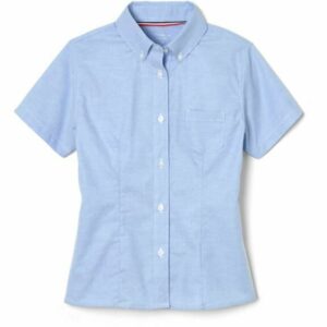 French Toast Girls' Plus Size Short Sleeve Oxford Blouse Light Blue, 14 Plus Youth - Uniform Accessories at Academy Sports