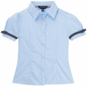 French Toast Girls' Short Sleeve Ribbon Bow Blouse Blue, 4 Youth - Uniform Accessories at Academy Sports