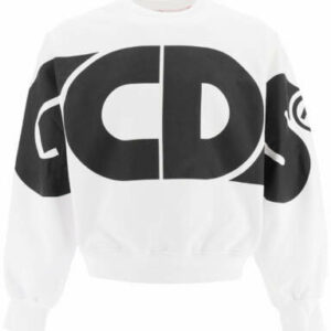 GCDS ROUND TEE SWEATSHIRT MAXI LOGO S White, Black Cotton