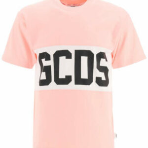 GCDS T-SHIRT WITH LOGO BAND S Pink, White, Black Cotton