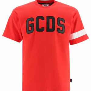 GCDS T-SHIRT WITH LOGO PATCH S Red, Black, White Cotton