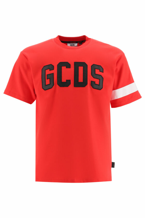 GCDS T-SHIRT WITH LOGO PATCH S Red, Black, White Cotton