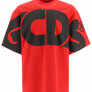 GCDS T-SHIRT WITH MAXI LOGO S Red, Black Cotton