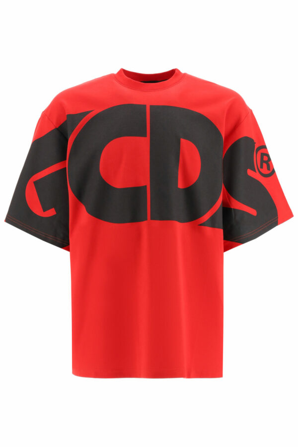 GCDS T-SHIRT WITH MAXI LOGO S Red, Black Cotton