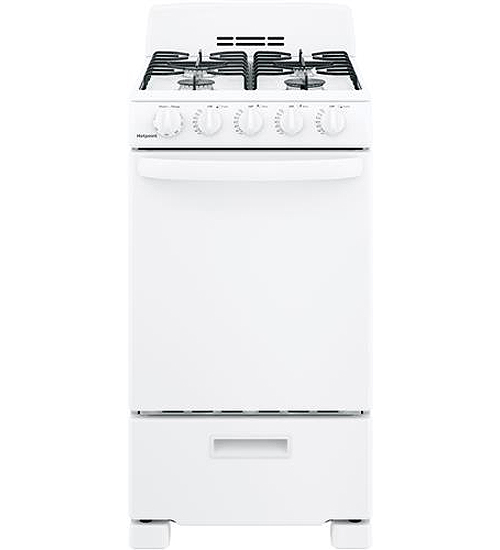 GE Hotpoint 20" White Front-Control Freestanding Gas Range With Sealed Burners