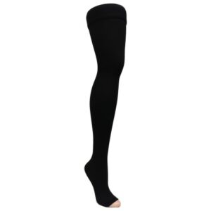 Gabrialla Microfiber Unisex Thigh Highs w Open Toe Firm Compression 25-35 mmHg Black - 1.0 ea