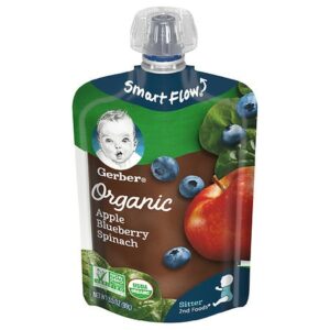 Gerber 2nd Foods Organic Pouch Apple Blueberry Spinach Apples Blueberries & Spinach - 3.5 oz