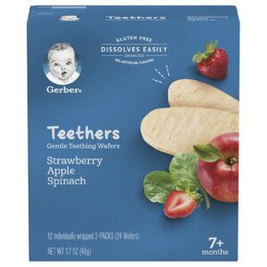 Gerber Teethers Wafers Strawberry Apple Spinach - 0.07 oz x 24 pack