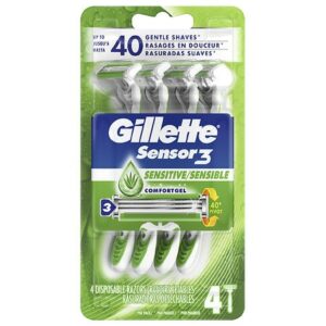 Gillette Sensor 3 Disposable Razors, Sensitive - 4.0 ea