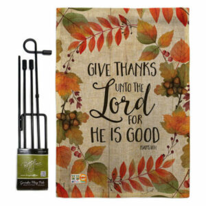 Give Thanks Unto the Lord Fall Thanksgiving Garden Flag Set