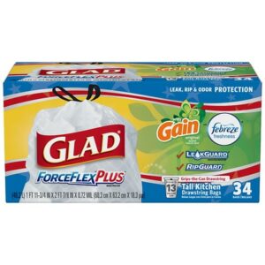 Glad Forceflex Tall Kitchen Trash Bags 13 Gallon Gain Original, Original - 34.0 ea