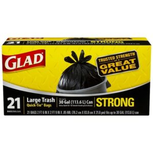 Glad Strong Quick-Tie Large Trash Bags 30 Gallon - 21.0 ea