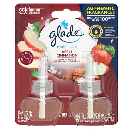 Glade PlugIns Scented Oil Air Freshener Apple Cinnamon - 0.67 fl oz x 2 pack