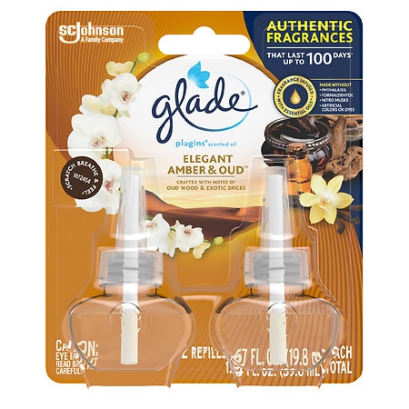 Glade PlugIns Scented Oil Air Freshener Refill Elegant Amber & Oud - 0.67 fl oz x 2 pack