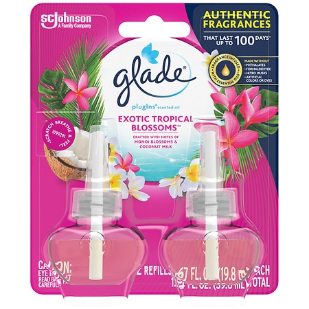 Glade PlugIns Scented Oil Refill , Plug In Air Freshener With Essential Oils Exotic Tropical Blossoms - 1.34 fl oz