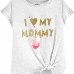 Glitter Mommy Sloth Tie-Front Jersey Tee