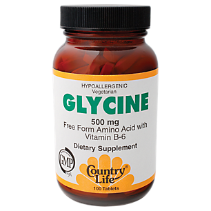 Glycine - Free Form Amino Acid with Vitamin B6 - 500 MG (100 Tablets)