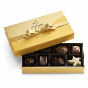 Godiva Assorted Chocolate Gold Gift Box and Ballotin, Gold Ribbon, 8 pc