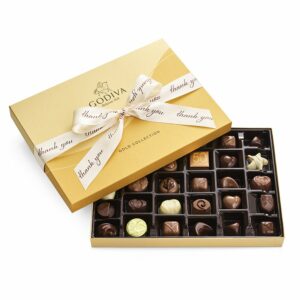 Godiva Assorted Chocolate Gold Gift Box and Ballotin, Thank You Ribbon, 36 pc