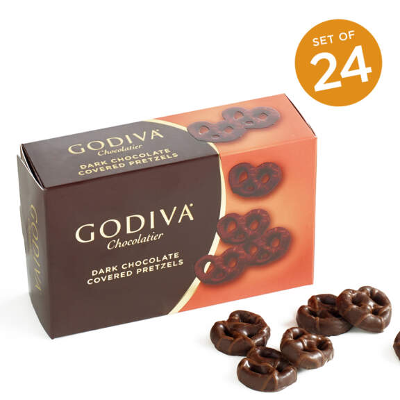 Godiva Dark Chocolate Covered Mini Pretzels, Set of 24 Godiva Dark Chocolate Covered Mini Pretzels, Set of 24