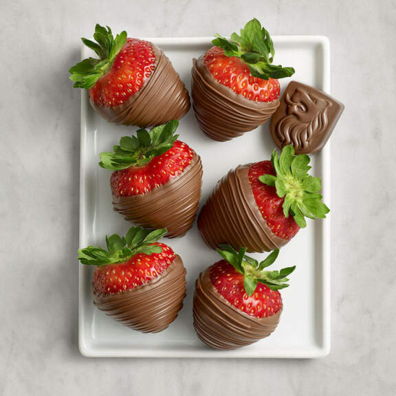 Godiva Milk Chocolate Covered Strawberries, Half Dozen | Valentine's Day Dark Chocolate Godiva Milk Chocolate Covered Strawberries, Half Dozen | Valentine's Day Dark Chocolate