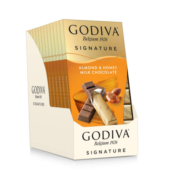 Godiva Signature Almond & Honey Milk Chocolate Mini Bars, Set of 12, 8 pc. each Godiva Signature Almond & Honey Milk Chocolate Mini Bars, Set of 12, 8 pc. each