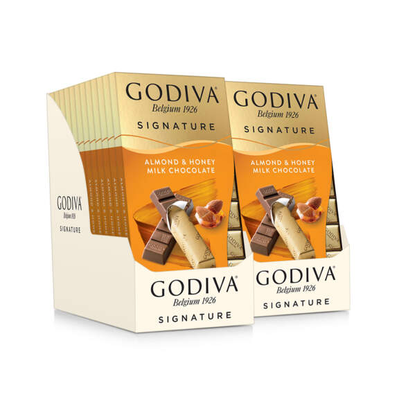 Godiva Signature Almond & Honey Milk Chocolate Mini Bars, Set of 24, 8 pc. each Godiva Signature Almond & Honey Milk Chocolate Mini Bars, Set of 24, 8 pc. each