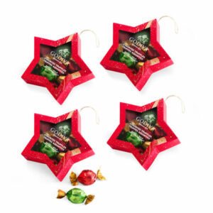 Godiva Star Ornament with Wrapped Chocolate Truffles, Set of 4, 10 pc. each Dark Chocolate