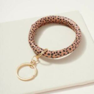 Gold Plated Animal Print Leather Key Ring