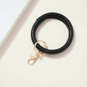 Gold Plated Crock Embossed Leather Key Ring